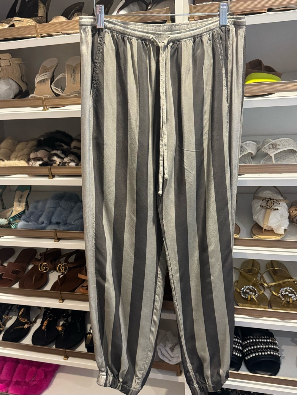 Hard Tail size small drawstring washable pant with army green stripes